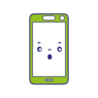 renkli kawaii smartphone sevimli korkmuş yüz vektör çizim