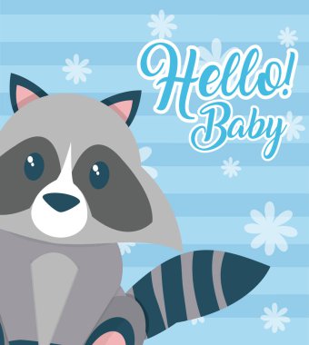 Bebek duş kartı ile sevimli çizgi film çocuk vektör çizim grafik tasarım için Merhaba