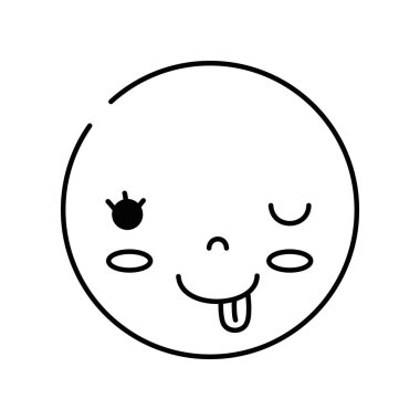 sevimli komik yüz hattı kawaii kafayla illüstrasyon vektör