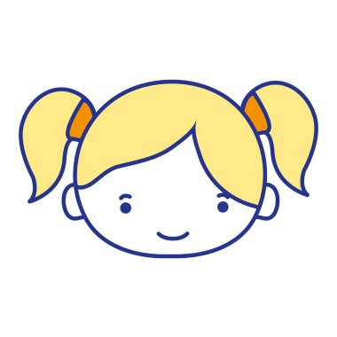 iki kız kafasıyla tam renkli saç vektör çizim kuyrukları