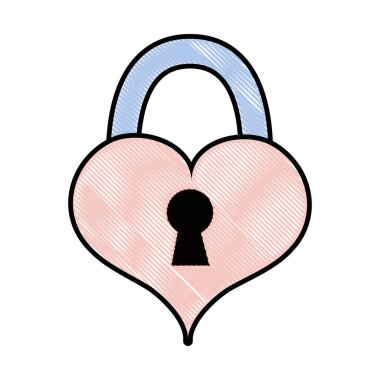 rendelenmiş kalp sevmek asma kilit şekil tasarım vektör çizim ile