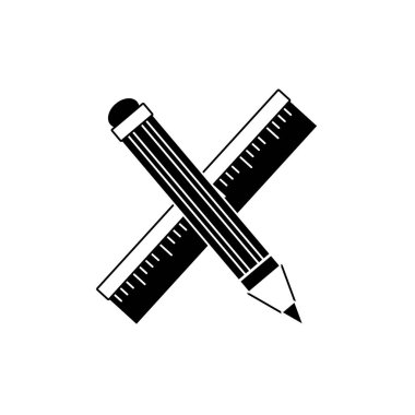 kontur cetvel ve kalem okul aracı eğitim vektör çizim