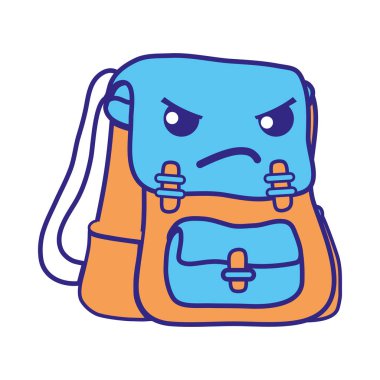 çizgi rengi kızgın ve şirin çanta nesne kawaii vektör çizim