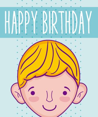 Mutlu Doğum günü kartı sevimli çocuk çizgi film vektör çizim grafik tasarım ile