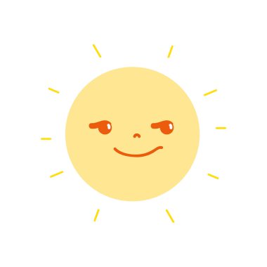 renkli rogue ve sevimli güneş kawaii hava illüstrasyon vektör