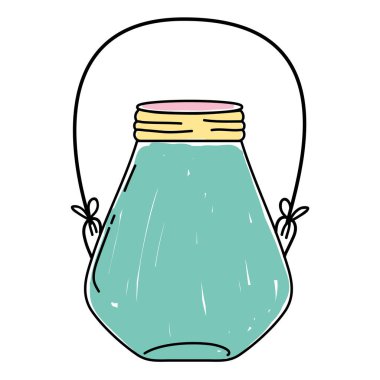 küçük mason kavanoza tel sapı vektör çizim ile