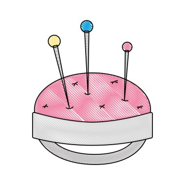 rendelenmiş iğne ve iğne yastığı dikiş aracı nesne vektör çizim