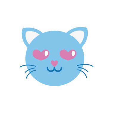 renkli aşık kedi baş sevimli hayvan vektör çizim
