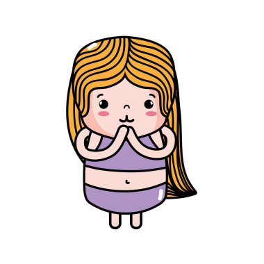 Kız wth uzun saç ve ihale yüz vektör çizim