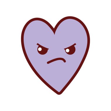 çizgi renk sevimli kızgın kalp kawaii karikatür vektör çizim