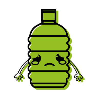 renk üzgün ve ihale şişe etmek kawaii vektör çizim