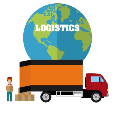 Kurye kutuları dünya karikatür vektör çizim grafik tasarım üzerine