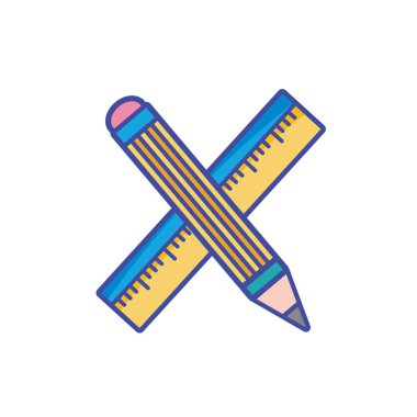 cetvel ve kalem okul aracı eğitim vektör çizim