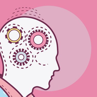 Kafa siluet vektör çizim grafik tasarım içinde gears ile