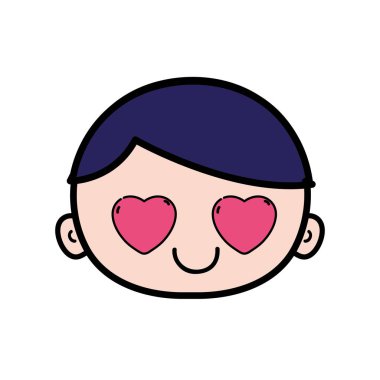 koyu mavi saçlı vektör çizim aşık baş çocuk