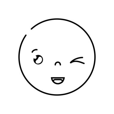 satır kawaii kafa şirin komik surat vektör çizim ile