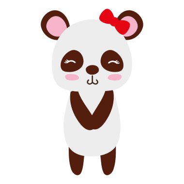 renkli sevimli ve utangaç panda kadın vahşi hayvan vektör çizim