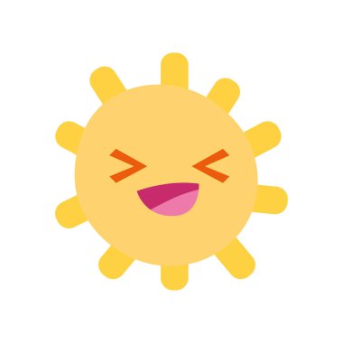 renkli neşeli güneş ışıkları ile ray kawaii vektör çizim