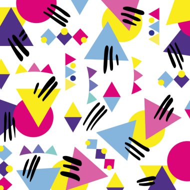geometrik memphis tarzı grafik arka plan vektör çizim