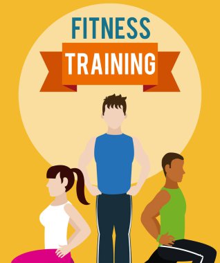 Fitness bilinçlendirilmesini insanlar illüstrasyon grafik tasarım vektör