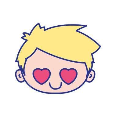 tam renkli baş erkek saç modeli vektör çizim aşık