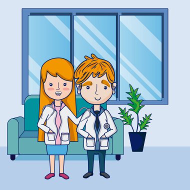 Hastane vektör çizim grafik tasarım, komik doktorlar karikatürler