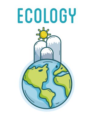 Ekoloji doğa ve dağ dünya vektör çizim grafik tasarım