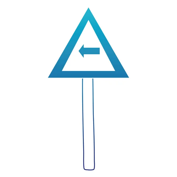 Синий Силуэт Треугольник Металлическое Уведомление Поворотом Левый Знак Вектор Иллюстрации — стоковый вектор