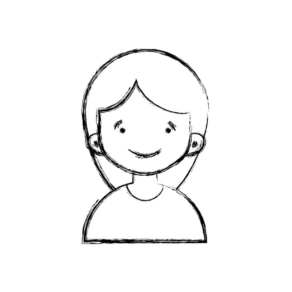 Фигура Аватара Девушка Блузкой Прической Дизайн Векторной Иллюстрации — стоковый вектор