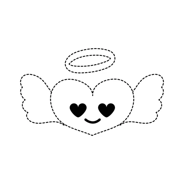 Forma Punteada Ángel Del Corazón Amor Kawaii Ilustración Vector Dibujos — Vector de stock