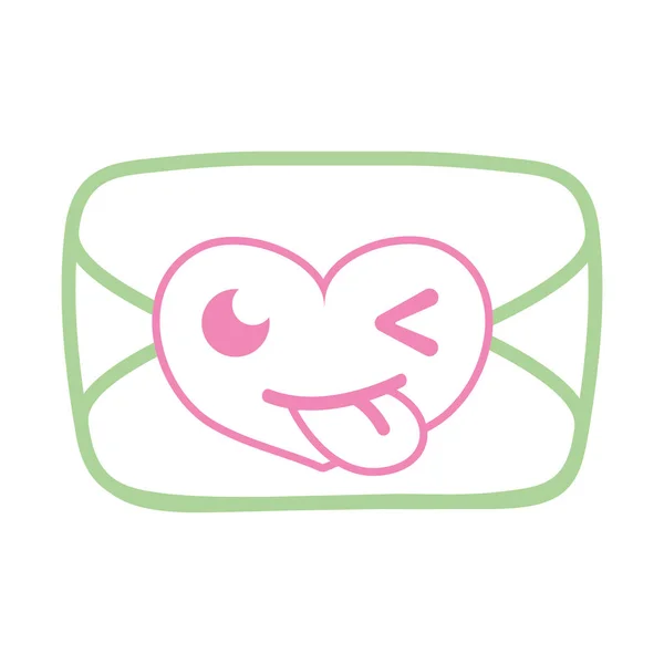 Colore Linea Divertente Amore Carta Kawaii Cartone Animato Vettoriale Illustrazione — Vettoriale Stock