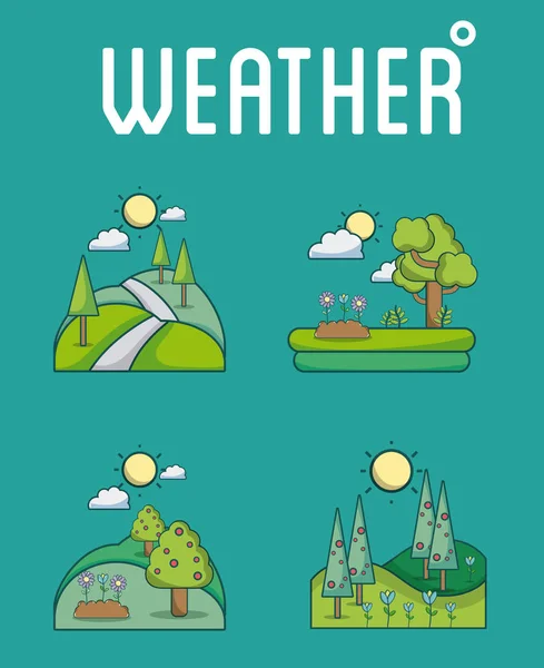 Set Weather Icons Collection Vector Illusttration Graphic Design — Stock Vector
