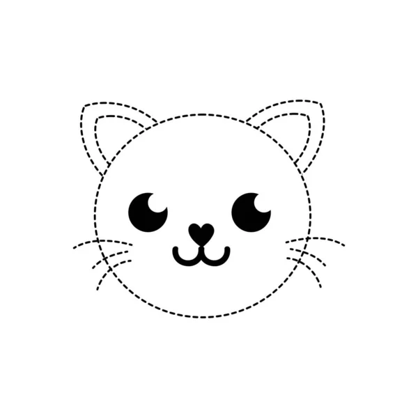 Kropkowane Kształt Szczęśliwy Kot Ilustracja Głowy Wektor Zwierzę Ładny — Wektor stockowy