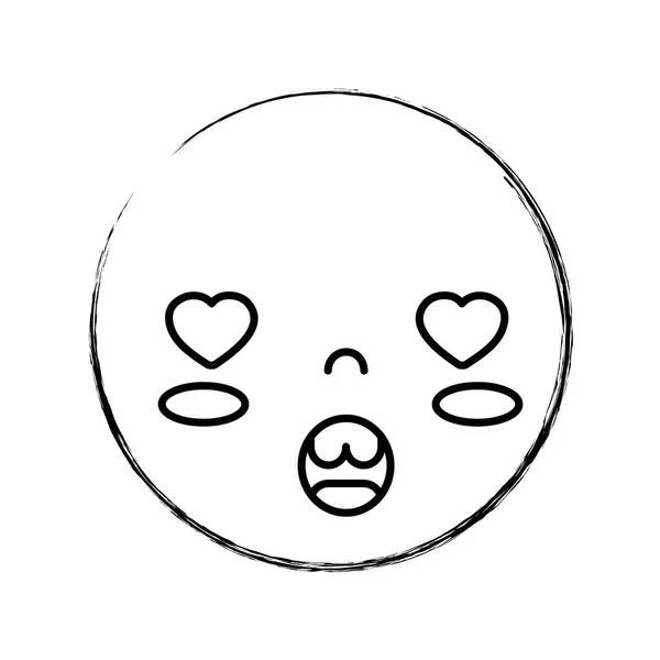 Figure Kawaii Tête Avec Mignon Amour Visage Vecteur Illustration — Image vectorielle