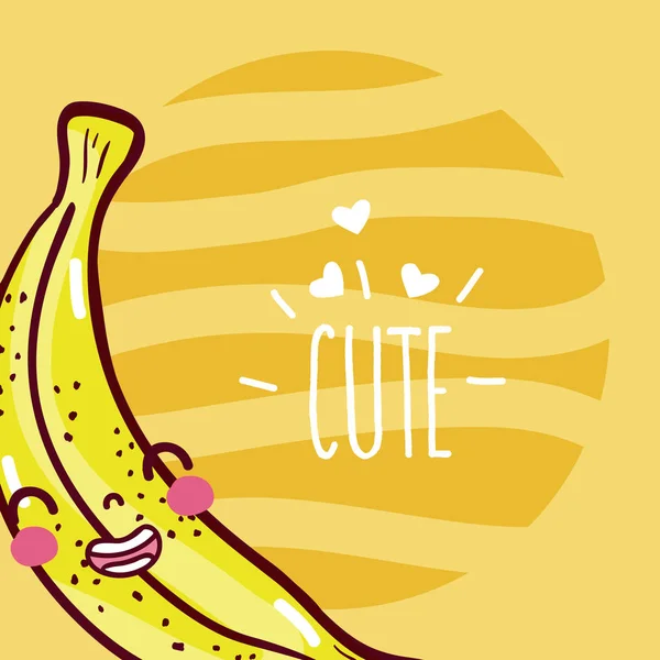 Banaan Leuke Grappige Cartoon Vector Illustratie Grafisch Ontwerp — Stockvector