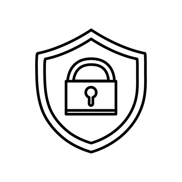 Γραμμή Ασπίδα Προστασίας Εικονογράφηση Φορέα Ασφάλισης Σύμβολο Λουκέτου — Διανυσματικό Αρχείο