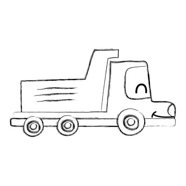 Grunge Kawaii Smile Dump Truck Industrie Vektor Illustration — Stockvektor