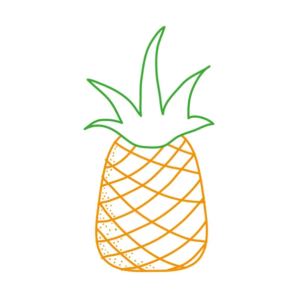 Línea Color Deliciosa Piña Fresca Saludable Vector Fruta Ilustración — Vector de stock