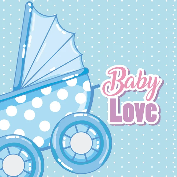 Baby Love Tecknat Med Barnvagn Vektor Illustration Design — Stock vektor