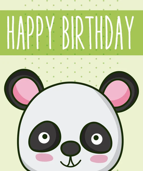 Pandabär Niedlichen Happy Birthday Karte Bunte Cartoons Vektor Illustration Grafik — Stockvektor