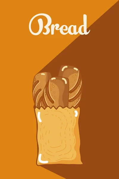 Brot Beutel Über Bunten Hintergrund Vektor Illustration Grafik Design — Stockvektor