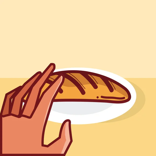 手拿面包向量例证设计 — 图库矢量图片