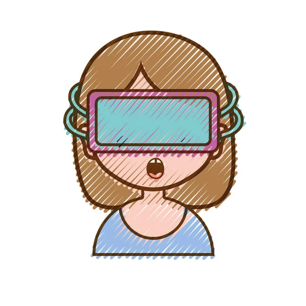 Reibeisenmädchen Mit Brille Zur Virtuellen Videospielvektorillustration — Stockvektor