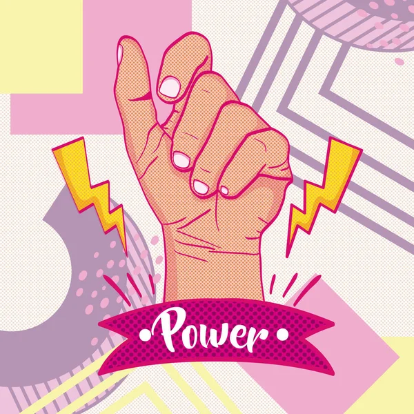 Girl Power Met Hand Gebalde Memphis Vector Illustratie Grafisch Ontwerp — Stockvector