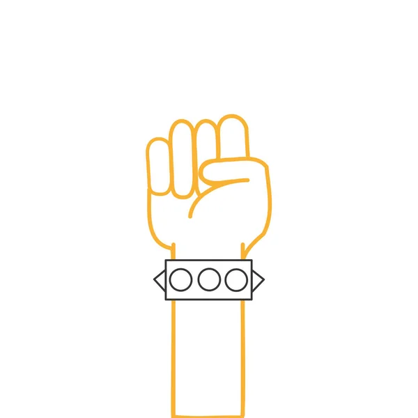 Farbe Linie Hand Mit Armband Und Entgegengesetzte Geste Symbol Vektor — Stockvektor