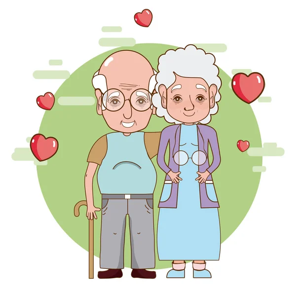 Милые Бабушка Дедушка Романтическая Пара Мультипликационный Векторный Графический Дизайн — стоковый вектор
