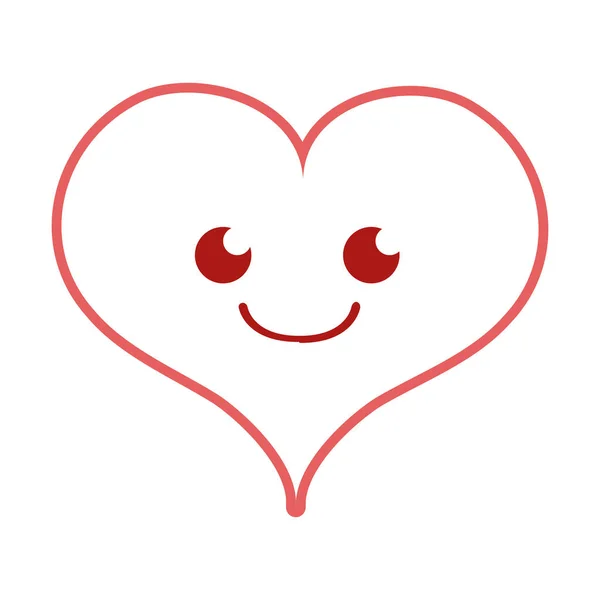 Cor Linha Sorriso Coração Paixão Kawaii Personagem Vetor Ilustração — Vetor de Stock