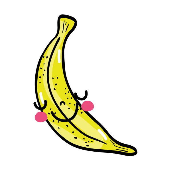 Szczęśliwy Banana Owoców Przetargu Kawaii Ilustracja Wektorowa — Wektor stockowy