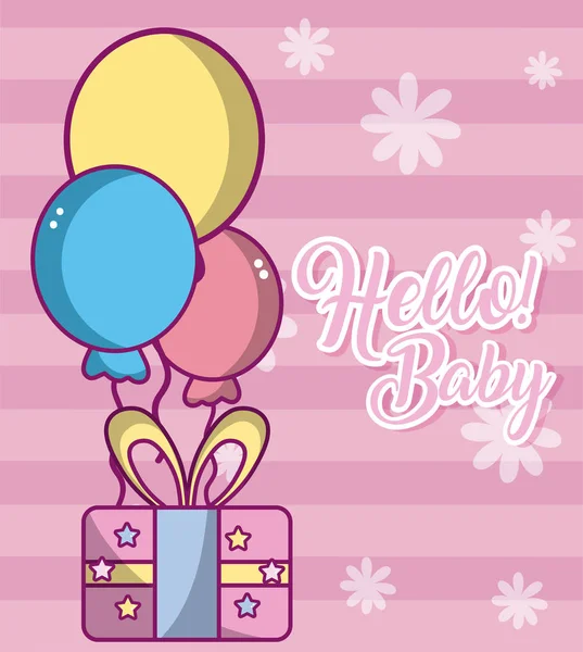 Hello Baby Cute Lenge Cartoons Card Vector Illustration Graphic Design — стоковый вектор