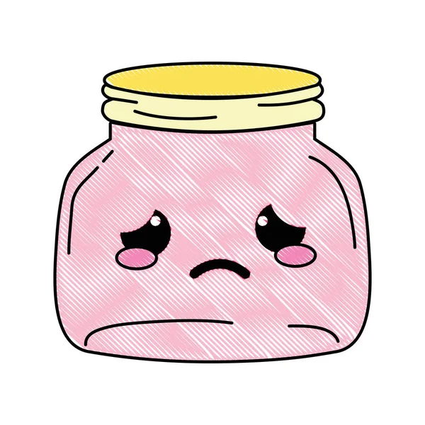 Pleurer Râpé Maçon Verre Kawaii Dessin Animé Vectoriel Illustration — Image vectorielle